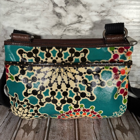 Fossil Key Per Kaleidoscope Crossbody Bag Coated Canvas Geometric Boho Purse - Picture 4 of 8